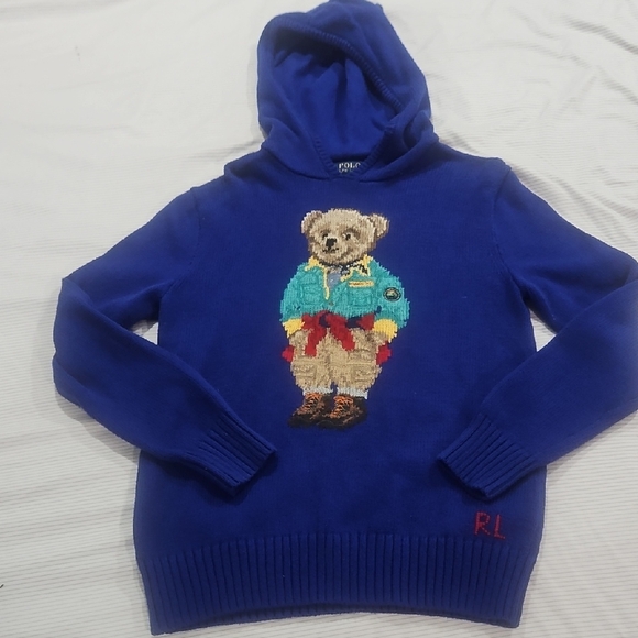 Polo by Ralph Lauren Royal Blue Bear Intarsia Hoodie